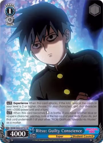 Ritsu: Guilty Conscience (SR) (MOB/SX02-075S SR), Mob Psycho 100 — Weiß Schwarz card price