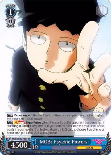 MOB: Psychic Powers (SR) (MOB/SX02-T16S SR), Mob Psycho 100 — Weiß Schwarz card price