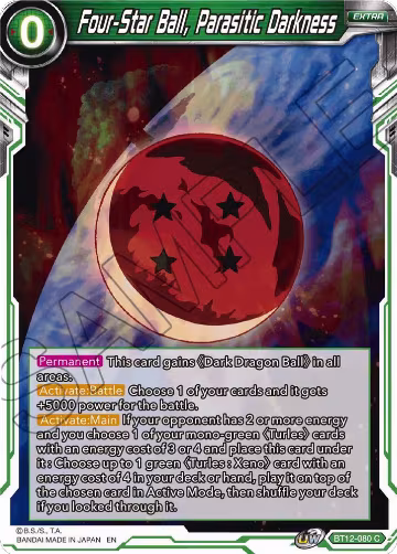 Four-Star Ball, Parasitic Darkness (BT12-080), Vicious Rejuvenation — DB Super card price