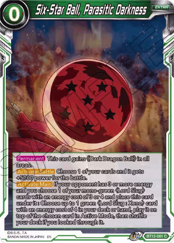 Six-Star Ball, Parasitic Darkness (BT12-081), Vicious Rejuvenation — DB Super card price