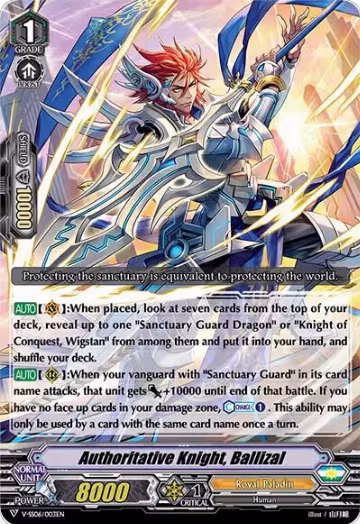 Authoritative Knight, Ballizal (V-SS06/003EN), V-SS06: Valiant Sanctuary — Vanguard card price