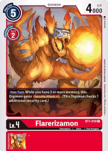 Flarerizamon (BT1-018 C), Release Special Booster 1.0 — Digimon card price