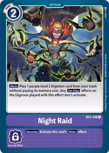 Night Raid (BT2-108 C), Release Special Booster 1.0 — Digimon card price