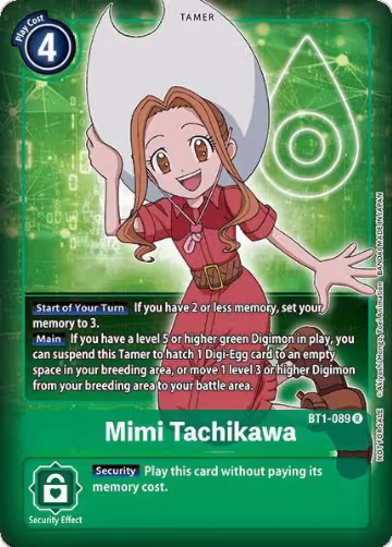 Mimi Tachikawa (Box Topper) (BT1-089 R), Release Special Booster 1.0 — Digimon card price