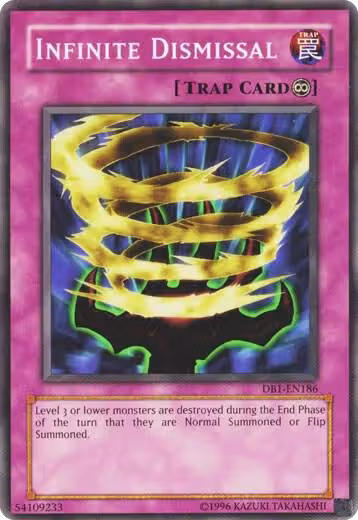 Infinite Dismissal (DB1-EN186), Dark Beginning 1 — Yu-Gi-Oh! card price