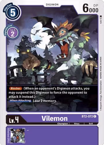Vilemon (BT2-072 C), Release Special Booster 1.0 — Digimon card price