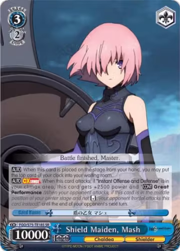 Shield Maiden, Mash (SR) (FGO/S75-TE18S SR), Fate/Grand Order Absolute Demonic Front: Babylonia — Weiß Schwarz card price