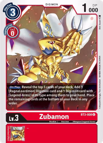 Zubamon (BT3-008 U), Release Special Booster 1.5 — Digimon card price