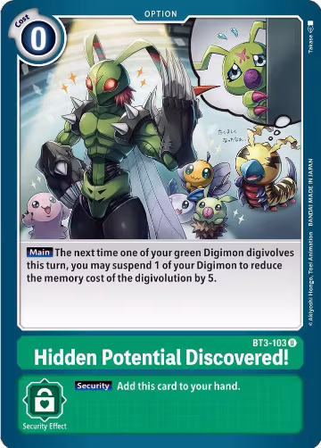 Hidden Potential Discovered! (BT3-103 U), Release Special Booster 1.5 — Digimon card price