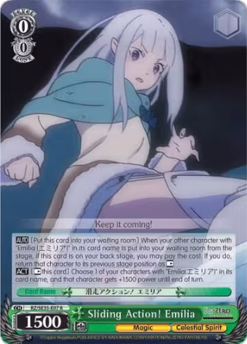 Sliding Action! Emilia (RZ/SE35-E07 R), ZERO: The Frozen Bond — Weiß Schwarz card price