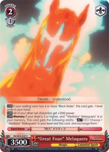 "Great Four" Melaquera (RZ/SE35-E47 C), ZERO: The Frozen Bond — Weiß Schwarz card price
