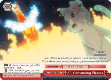 All-Consuming Flames (RZ/SE35-E49 U), ZERO: The Frozen Bond — Weiß Schwarz card price