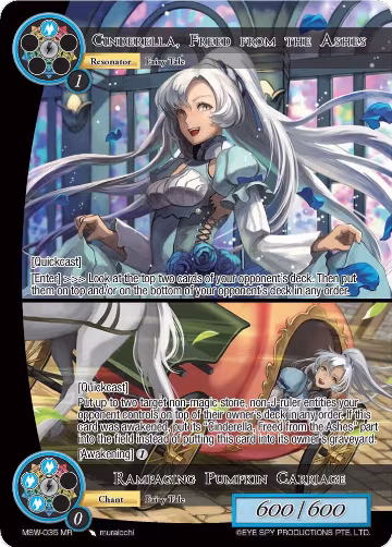 Cinderella, Freed from the Ashes // Rampaging Pumpkin Carriage (MSW-035), The Magic Stone War - Zero — Force of Will card price