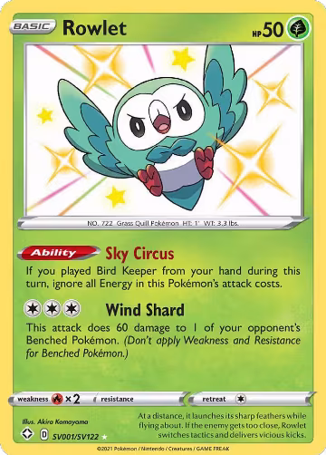 Rowlet (SV001/SV122), Shining Fates: Shiny Vault — Pokémon card price