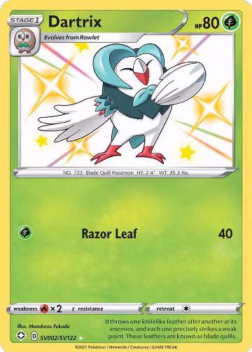 Dartrix (SV002/SV122), Shining Fates: Shiny Vault — Pokémon card price