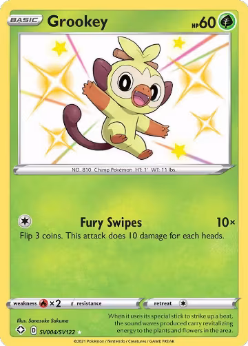 Grookey (SV004/SV122), Shining Fates: Shiny Vault — Pokémon card price