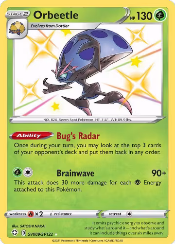 Orbeetle (SV009/SV122), Shining Fates: Shiny Vault — Pokémon card price