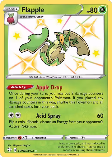 Flapple (SV013/SV122), Shining Fates: Shiny Vault — Pokémon card price