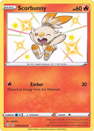 Scorbunny (SV015/SV122), Shining Fates: Shiny Vault — Pokémon card price