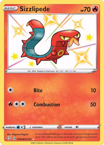 Sizzlipede (SV018/SV122), Shining Fates: Shiny Vault — Pokémon card price