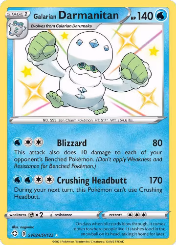 Galarian Darmanitan (SV024/SV122), Shining Fates: Shiny Vault — Pokémon card price