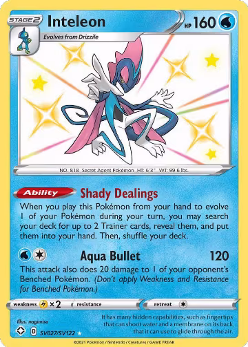 Inteleon (SV027/SV122), Shining Fates: Shiny Vault — Pokémon card price