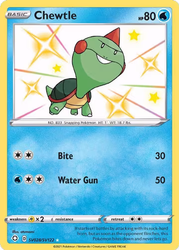Chewtle (SV028/SV122), Shining Fates: Shiny Vault — Pokémon card price