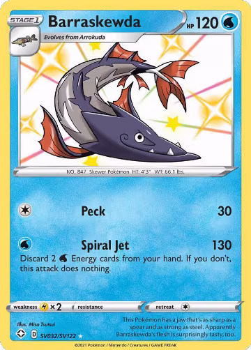 Barraskewda (SV032/SV122), Shining Fates: Shiny Vault — Pokémon card price