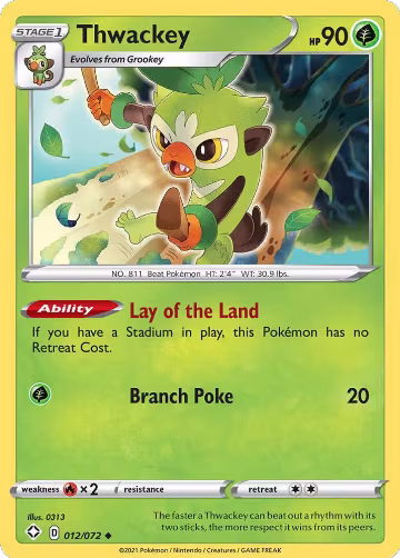 Thwackey (012/072), Shining Fates — Pokémon card price