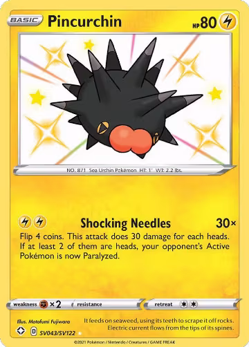 Pincurchin (SV043/SV122), Shining Fates: Shiny Vault — Pokémon card price