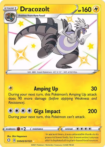 Dracozolt (SV045/SV122), Shining Fates: Shiny Vault — Pokémon card price