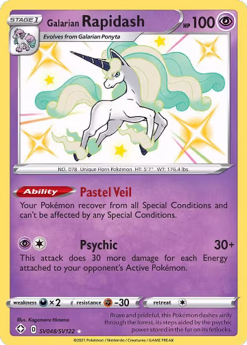 Galarian Rapidash (SV048/SV122), Shining Fates: Shiny Vault — Pokémon card price
