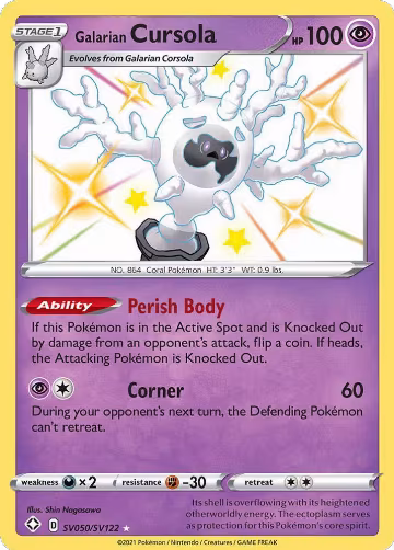 Galarian Cursola (SV050/SV122), Shining Fates: Shiny Vault — Pokémon card price