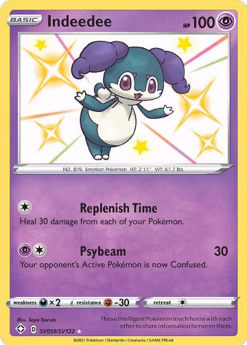 Indeedee (SV059/SV122), Shining Fates: Shiny Vault — Pokémon card price