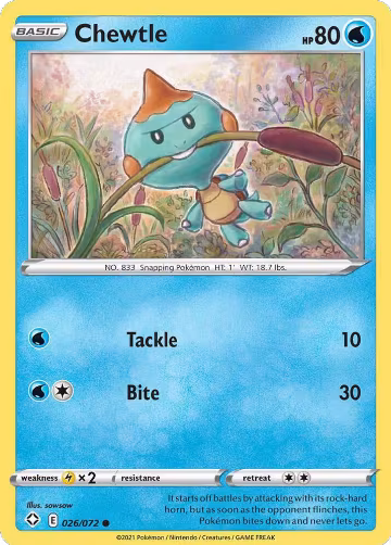 Chewtle (026/072), Shining Fates — Pokémon card price