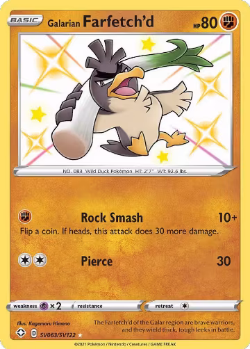 Galarian Farfetch'd (SV063/SV122), Shining Fates: Shiny Vault — Pokémon card price