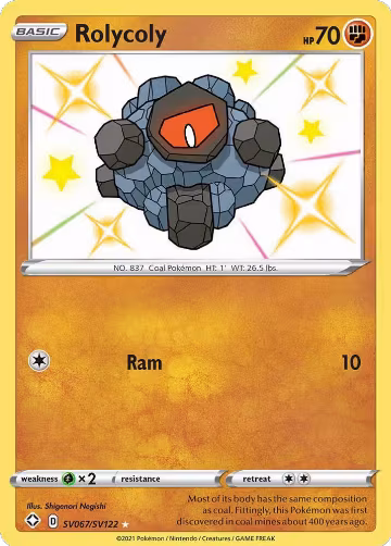 Rolycoly (SV067/SV122), Shining Fates: Shiny Vault — Pokémon card price
