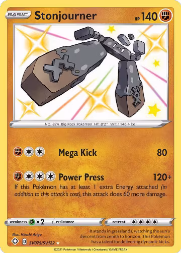 Stonjourner (SV075/SV122), Shining Fates: Shiny Vault — Pokémon card price