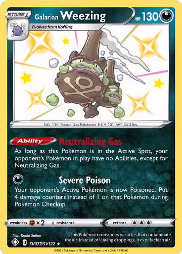 Galarian Weezing (SV077/SV122), Shining Fates: Shiny Vault — Pokémon card price