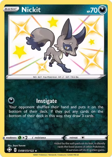 Nickit (SV081/SV122), Shining Fates: Shiny Vault — Pokémon card price
