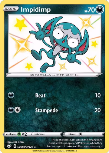 Impidimp (SV083/SV122), Shining Fates: Shiny Vault — Pokémon card price