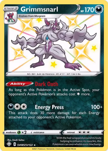 Grimmsnarl (SV085/SV122), Shining Fates: Shiny Vault — Pokémon card price