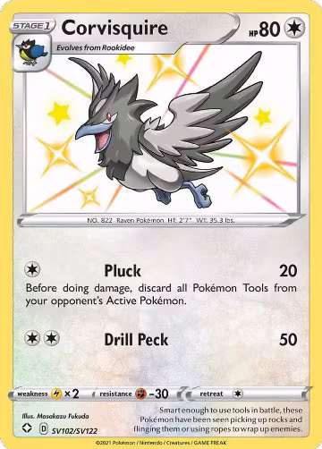 Corvisquire (SV102/SV122), Shining Fates: Shiny Vault — Pokémon card price