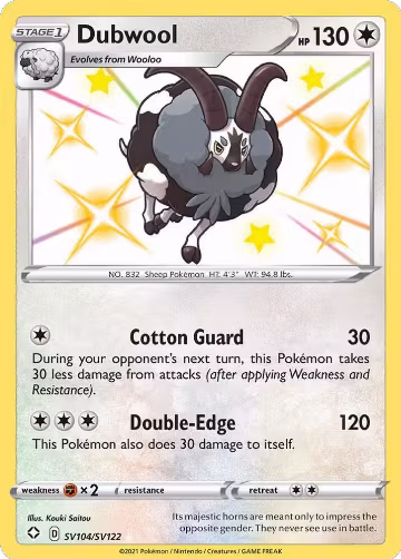 Dubwool (SV104/SV122), Shining Fates: Shiny Vault — Pokémon card price