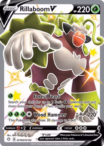 Rillaboom V (SV105/SV122), Shining Fates: Shiny Vault — Pokémon card price