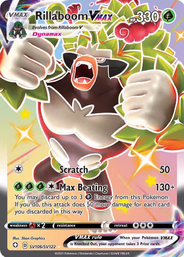 Rillaboom VMAX (SV106/SV122), Shining Fates: Shiny Vault — Pokémon card price