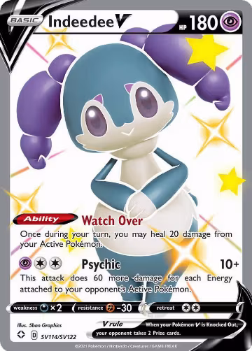 Indeedee V (SV114/SV122), Shining Fates: Shiny Vault — Pokémon card price