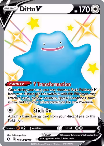 Ditto V (SV118/SV122), Shining Fates: Shiny Vault — Pokémon card price