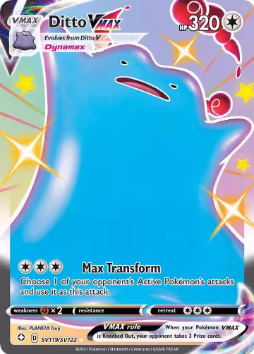 Ditto VMAX (SV119/SV122), Shining Fates: Shiny Vault — Pokémon card price