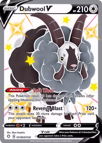 Dubwool V (SV120/SV122), Shining Fates: Shiny Vault — Pokémon card price